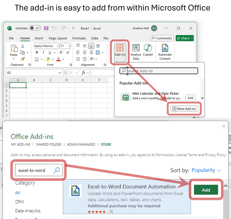 screenshot of Excel-to-Word Document Automation